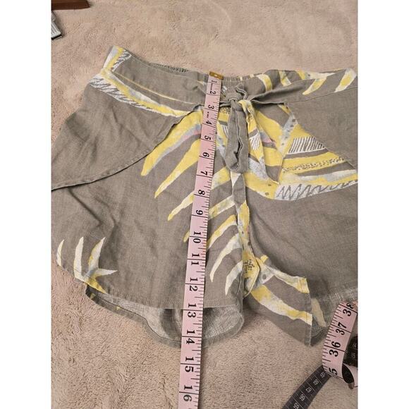 Patagonia Women's Shorts Green Garden Island Palms Tie Front Hemp Tencel size S - Picture 4 of 8